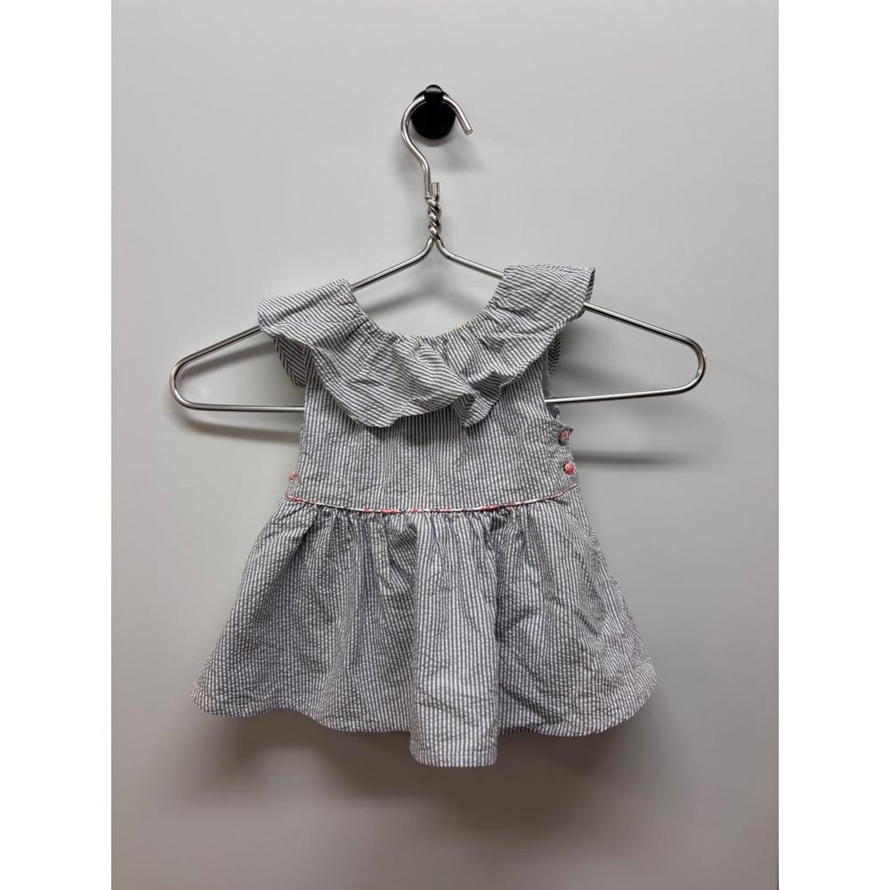 Gillian's Closet Baby Girl Blue White Seersucker Ruffle Dress Floral Bow 18M